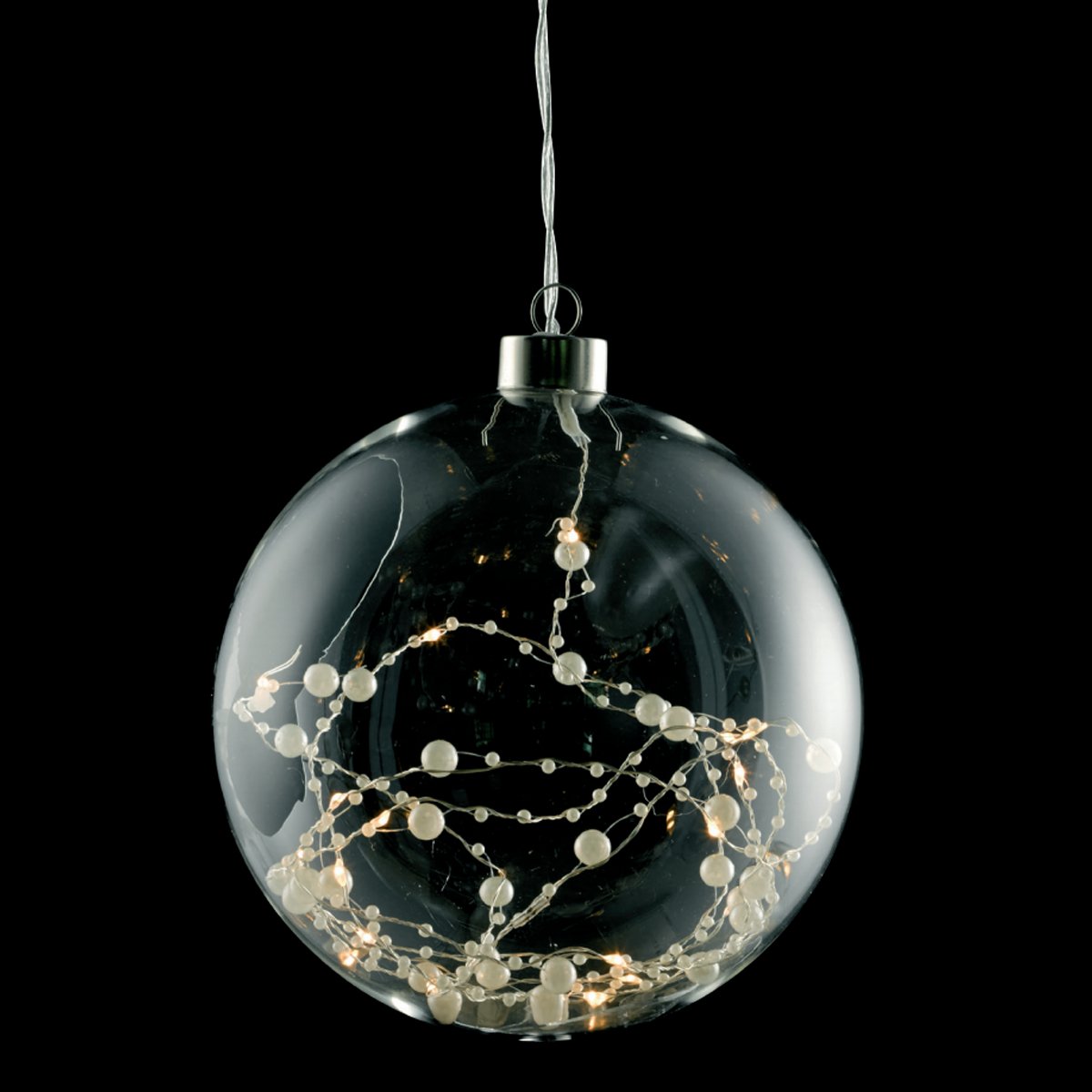 Ялинкова іграшка GLASS BALL LED MED Ø14 (White/Pearl)