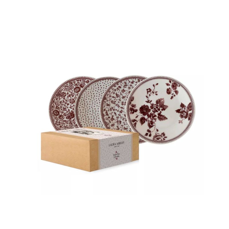 Набір 4-х тарілок DAMSON ROSE Giftset 4 Petit Ø12 (Cranberry white)