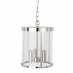 Люстра у вигляді скляного барабану на 3 лампочки SELBOURNE 3 LIGHT POLISHED NICKEL