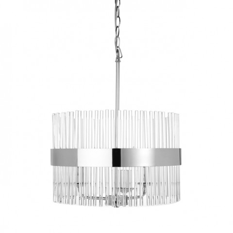 Кругла скляна люстра на 3 лампочки ALEXA 3 LIGHT POLISHED NICKEL