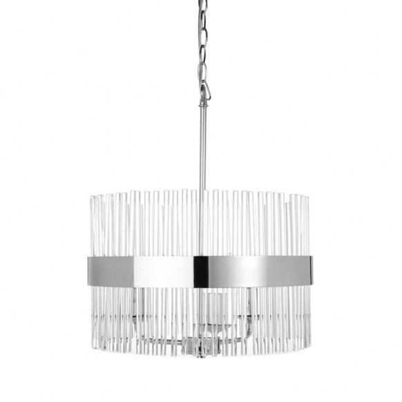 Кругла скляна люстра на 3 лампочки ALEXA 3 LIGHT POLISHED NICKEL