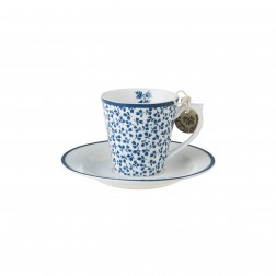 Чашка з блюдцем FLORIS ESPRESSO CUP 6*6, 90ml & SAUCER Ø12 (Blue)