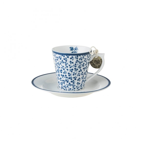 Чашка з блюдцем FLORIS ESPRESSO CUP 6*6, 90ml & SAUCER Ø12 (Blue)