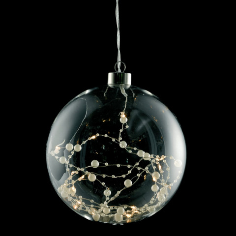 Ялинкова іграшка GLASS BALL LED MED Ø14 (White/Pearl)