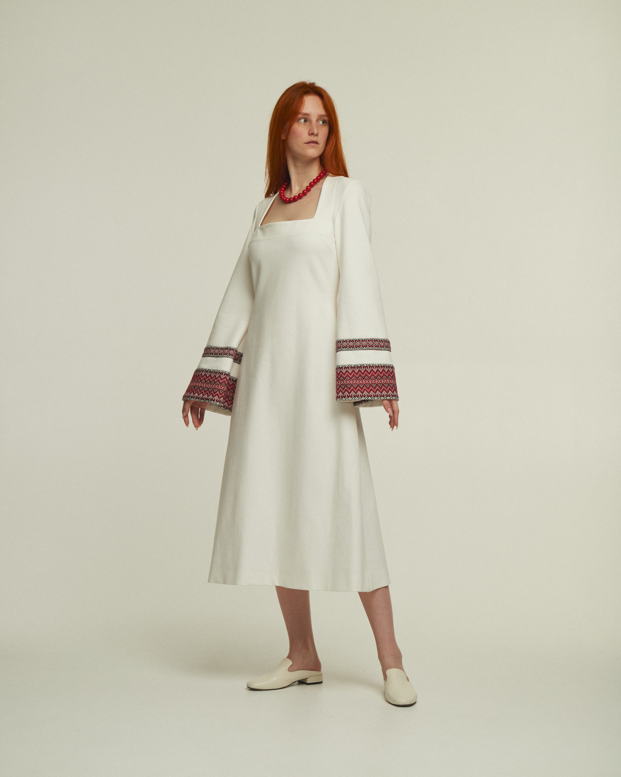 Сукня міді MD 303-1 LZ (Молочний-червоний)