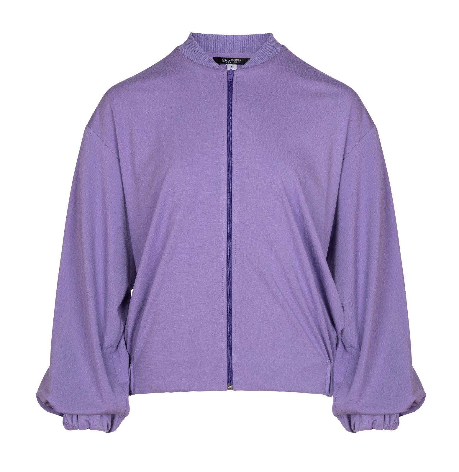 Трикотажний бомбер бузкового кольору JK 330 KA