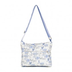 Невеличка легка сумка кросбоді з біло-блакитним принтом Сойка та Конюшина e-643