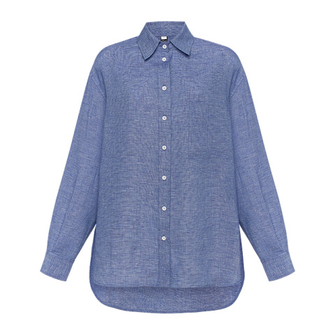 Синя лляна сорочка бойфренд  BL 100/5 KA