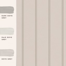 Світло сірі шпалери з  вузькою темно сірою смужкою Chalford Wood Panelling Dove Grey