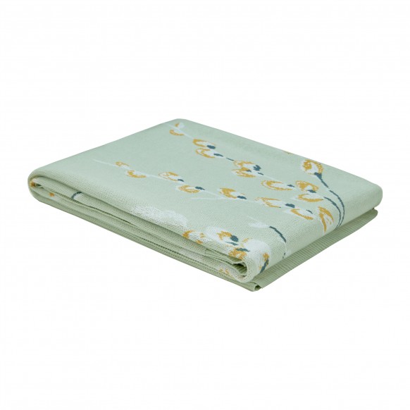 Трикотажний плед кольору шавлії з гілочками верби PUSSY WILLOWSAGE GREEN 130X170 см