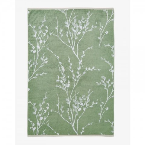 Зелений банний рушник з гілочками верби PUSSY WILLOW HEDGEROW 70х125 см