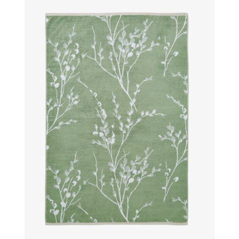 Зелений великий банний рушник з гілочками верби PUSSY WILLOW HEDGEROW 100х150 см