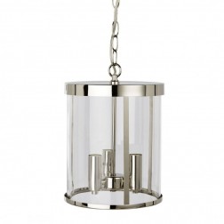 Люстра у вигляді скляного барабану на 3 лампочки HARRINGTON 3 LIGHT SEMI FLUSH POLISHED NICKEL 