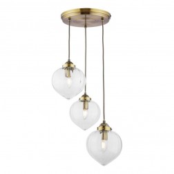 Люстра з трьома колбами на різних рівнях WHITHAM 3 LIGHT ANTIQUE BRASS