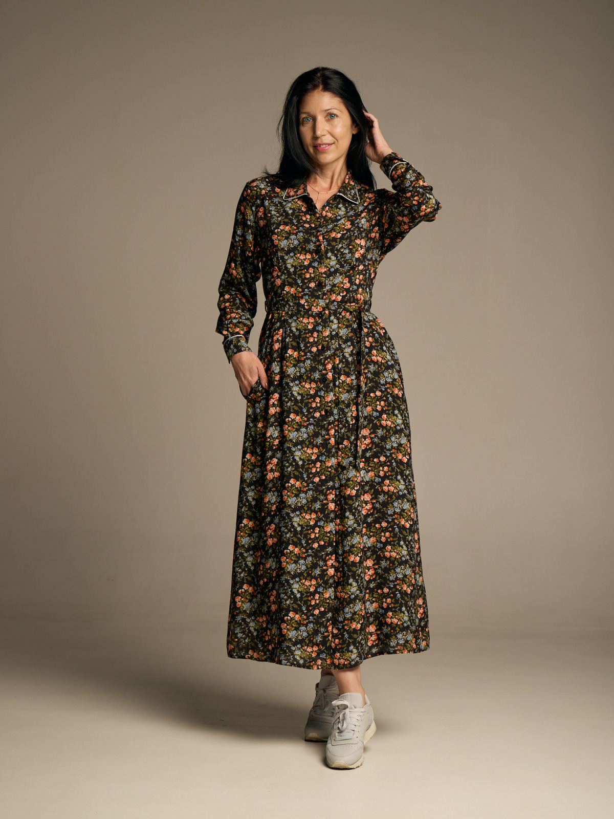 Жіноча сукня-сорочка максі з віскози з квітковим принтом Ellerby black