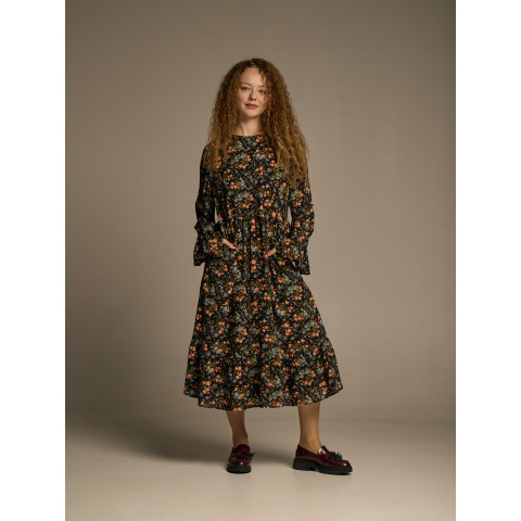 Жіноча сукня міді з довгим рукавом з квітковим принтом Ellerby black