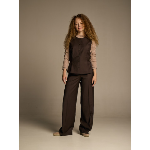 Ділові жіночі штани з вовни коричневого кольору