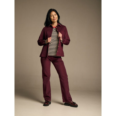 Жіночі джинси з мікровельвету у кольорі бургунді