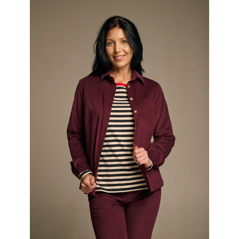 Жіноча сорочка з мікровельвету у кольорі бургунді 