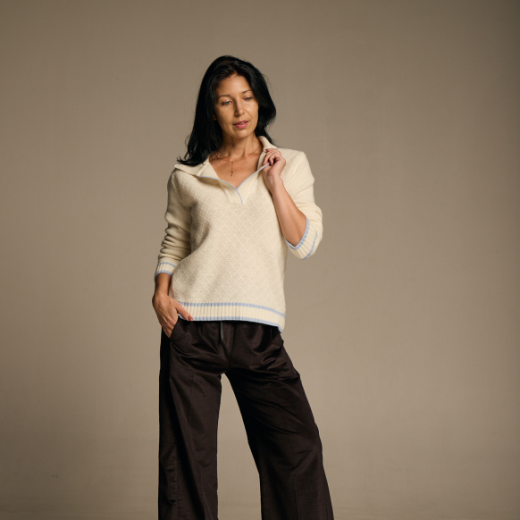 Жіночі штани палаццо з мікровельвету темно-коричневого кольору