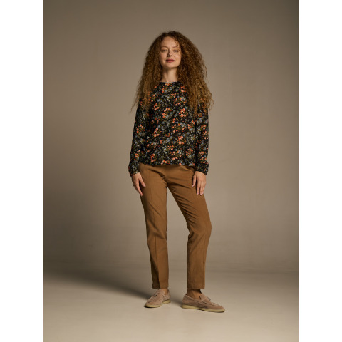 Жіночі штани чінос з мікровельвету у кольорі Camel 