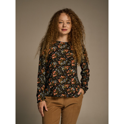 Жіноча блузка з довгим рукавом з віскози з квітковим принтом Ellerby black