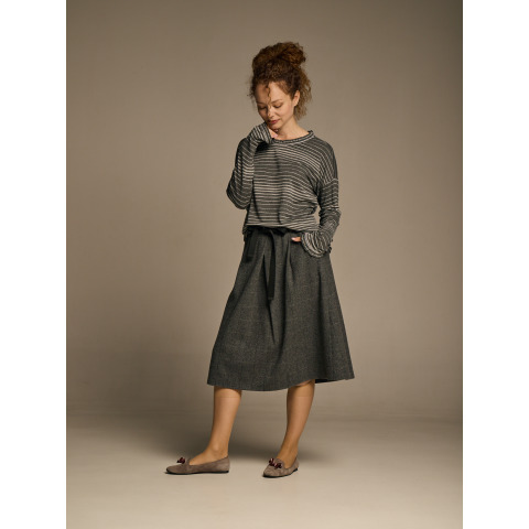 Лонгслів оверсайз з шовком в сіру смужку