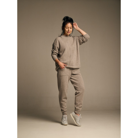 Штани-джогери з вовни ягня в сіро-бежевому кольорі