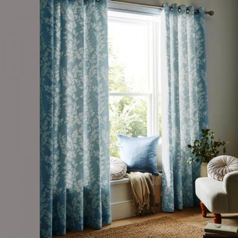 Пара бавовняних штор на люверсах в блакитному кольорі WAXHAM pair 223*274 (Seaspray) 