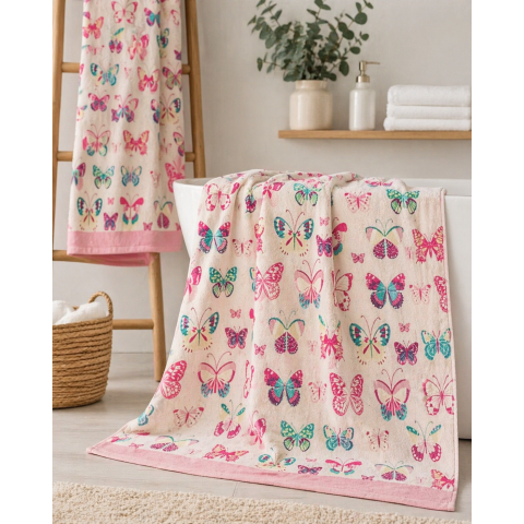 Рушник банний BUTTERFLIES BEACH TOWEL 150*75 (Pink)