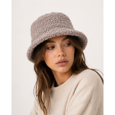 Шапка-бакет тедді HT 203/2 KA Light grey