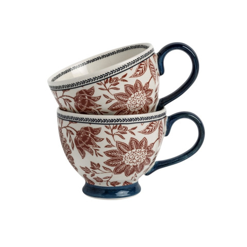 Набір 2-х великих чашок з терракотовим квітковим принтом Hedingham Giftset 2 Mugs  Blue Terra 430 мл 