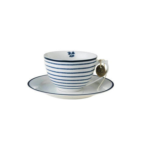 Чашка з блюдцем CANDY STRIPE Cup 260ml and Saucer Ø15 (Blue)