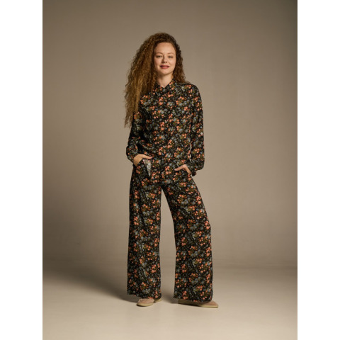 Жіночі штани палаццо з квітковим принтом Ellerby black 