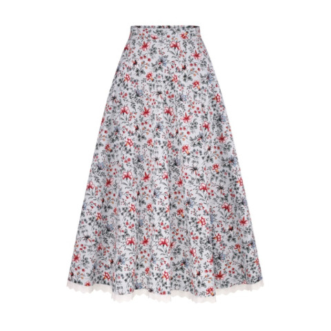 Бавовняна спідниця напівсонце з квітковим принтом Indienne і мереживом