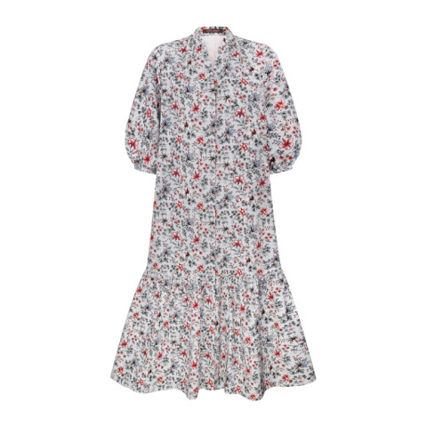 Сукня-сорочка з попліну з волошковим принтом, вільного крою, рукав 3/4 Indienne 