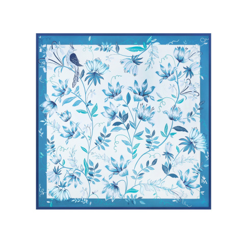 Велика хустка  бірюзового кольору з квітковим принтом Aquamarin