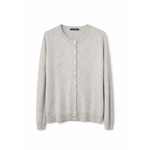 Класичний жіночий кардиган з бавовни та кашеміру з довгим рукавом пшеничного кольору