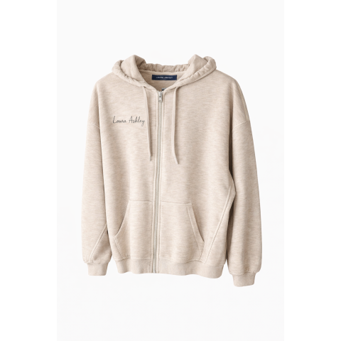 Жіноче брендоване худі на блискавці, бежевий меланж