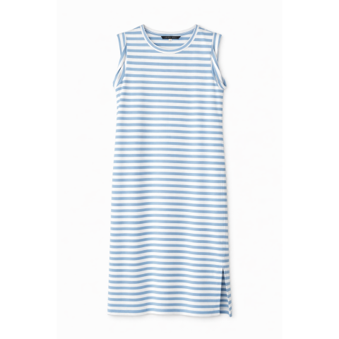 Трикотажна сукня міді Laura Ashley у біло-блакитну смужку