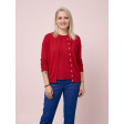 Жіночий пуловер з бавовни та кашеміру з коротким рукавом червоного кольору