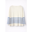 Смугастий жіночий пуловер з бавовни та кашеміру з рукавом 3/4 Біло-Блакитний