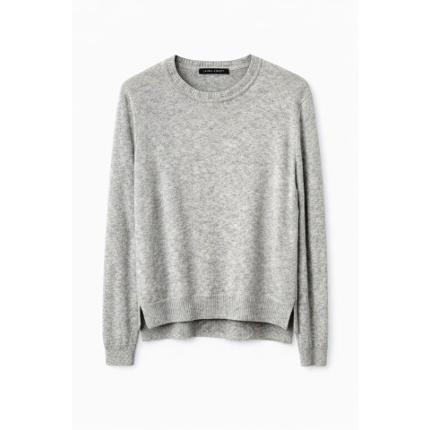 Жіночий пуловер з бавовни та кашеміру з довгим рукавом пшеничного кольору