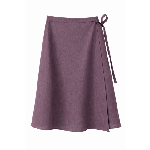Жіноча лляна спідниця на запах кольору пильної лаванди