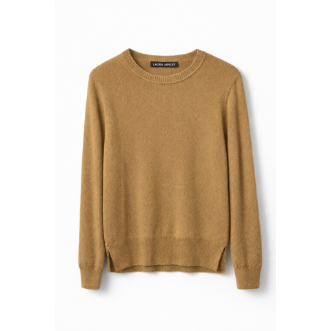 Жіночий пуловер з бавовни та кашеміру з довгим рукавом бежевого кольору