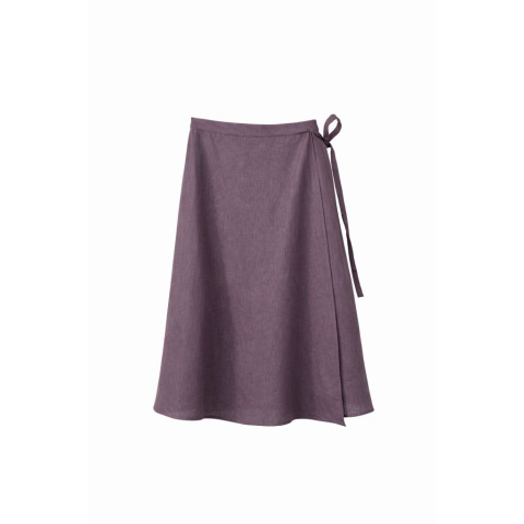 Жіноча лляна спідниця на запах кольору пильної лаванди