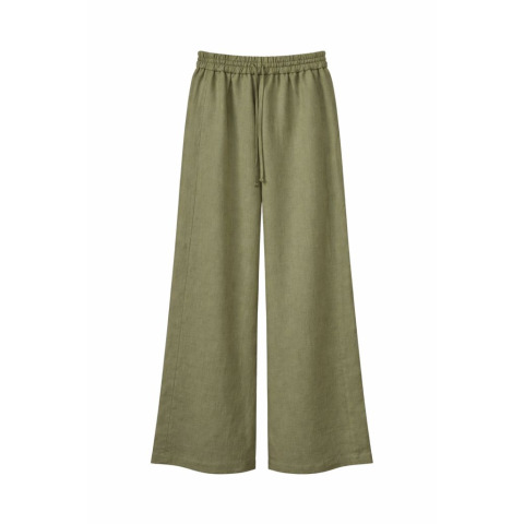 Жіночі лляні штани палаццо у кольорі шавлії