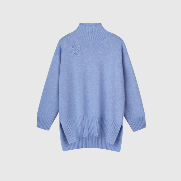 Блакитний светр оверсайз із кашеміру та вовни