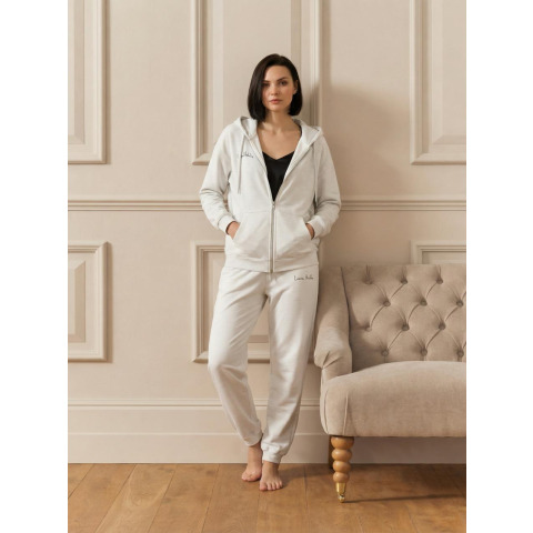 Жіноче брендоване худі на блискавці, бежевий меланж