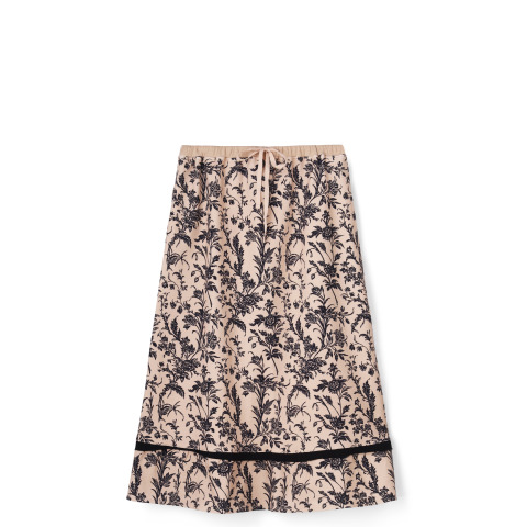 Трикотажна міді спідниця в кремово-чорному квітковому принті Lloyd